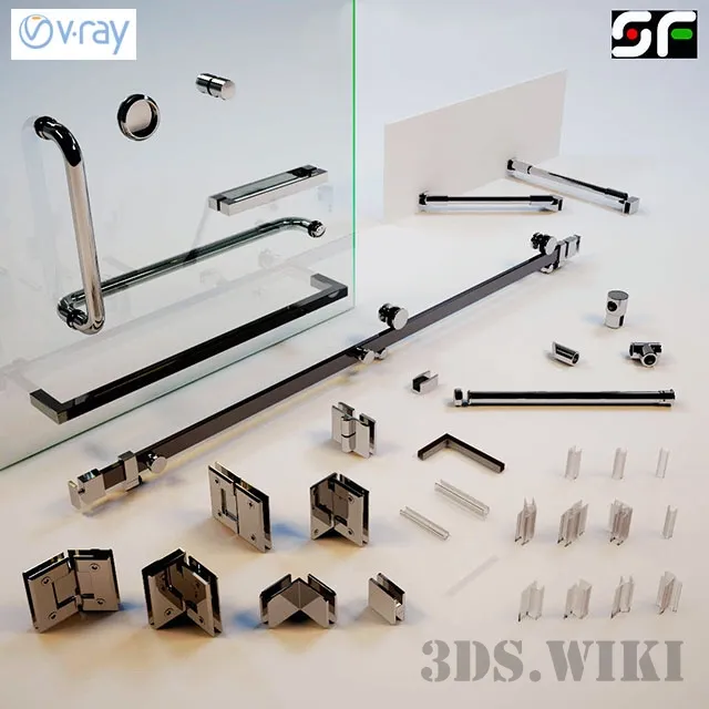 decoration - Fittings for glass shower cabins 3D Model