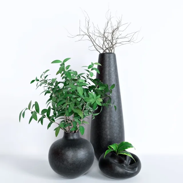 decoration - Flowerpots set 3D Model