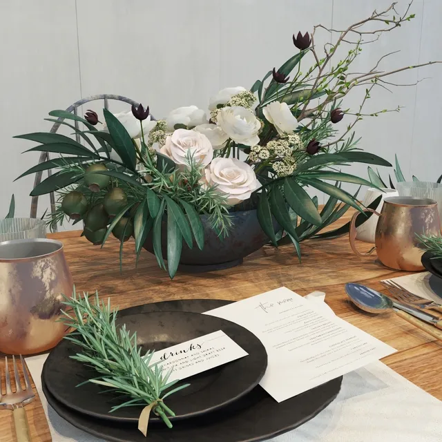 decoration - Flowers dish 3D Model