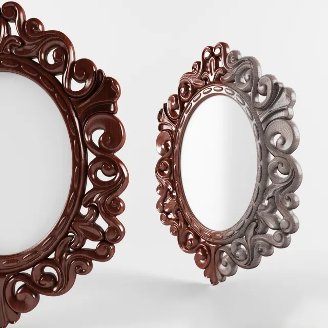 decoration - Frame oval mirror 9 3D Model