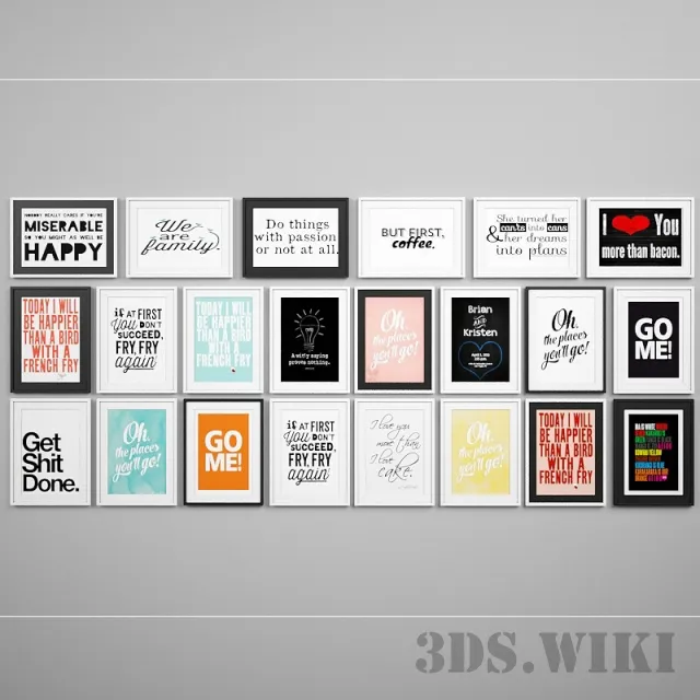 decoration - Framed posters on the wall in the room 3D Model