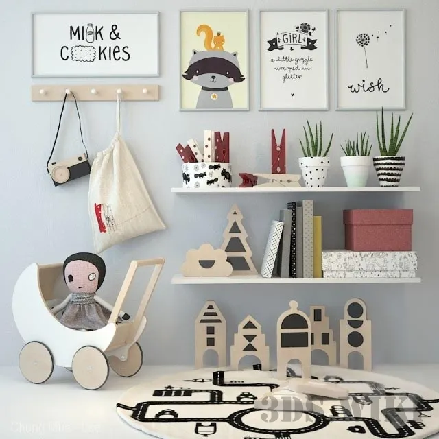 decoration - Game carpet and a set of toys by ooh-noo 3D Model