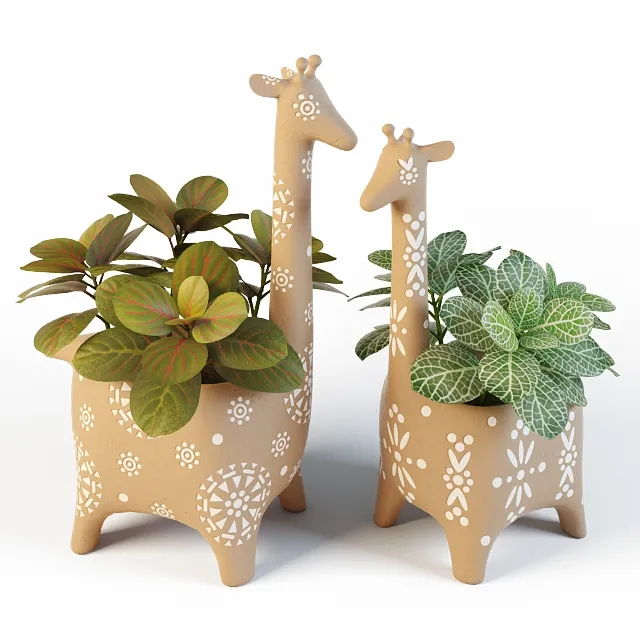 decoration - Giraffe Pots 3D Model