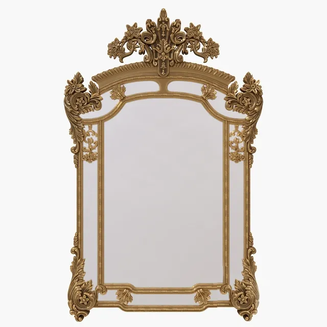 decoration - Gold rococo mirror 3D Model