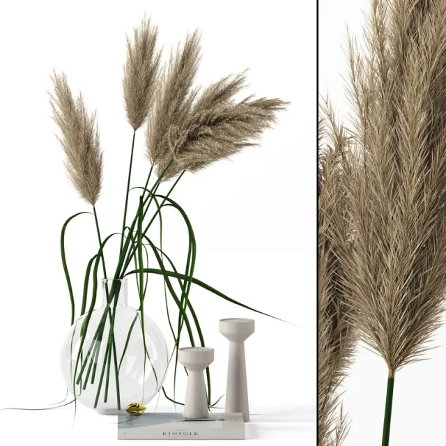 decoration - Grass in round vase 3D Model