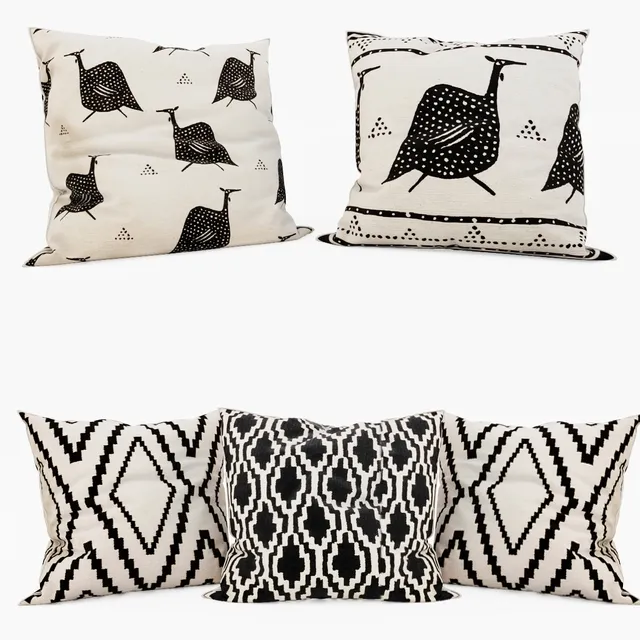 decoration - H and  M Home - decorative pillows set 4 3D Model