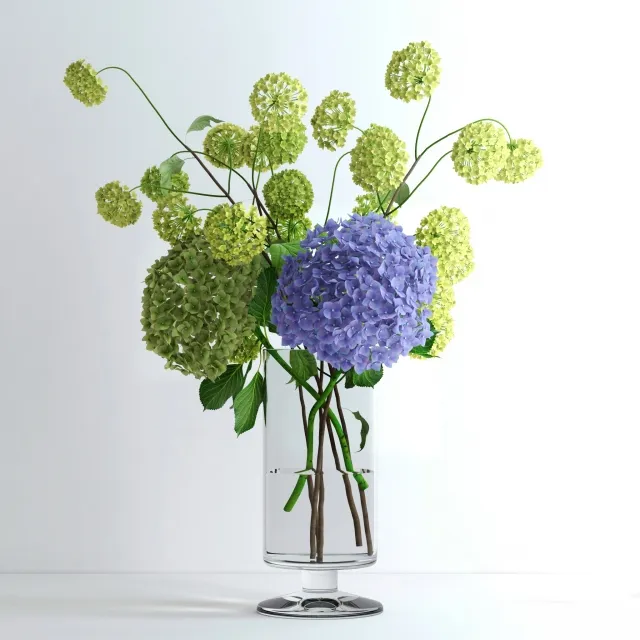 decoration - Hydrangeas and Viburnum 3D Model