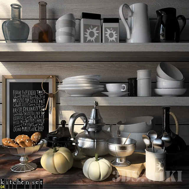 decoration - Kitchen set - food dishes and more 3D Model