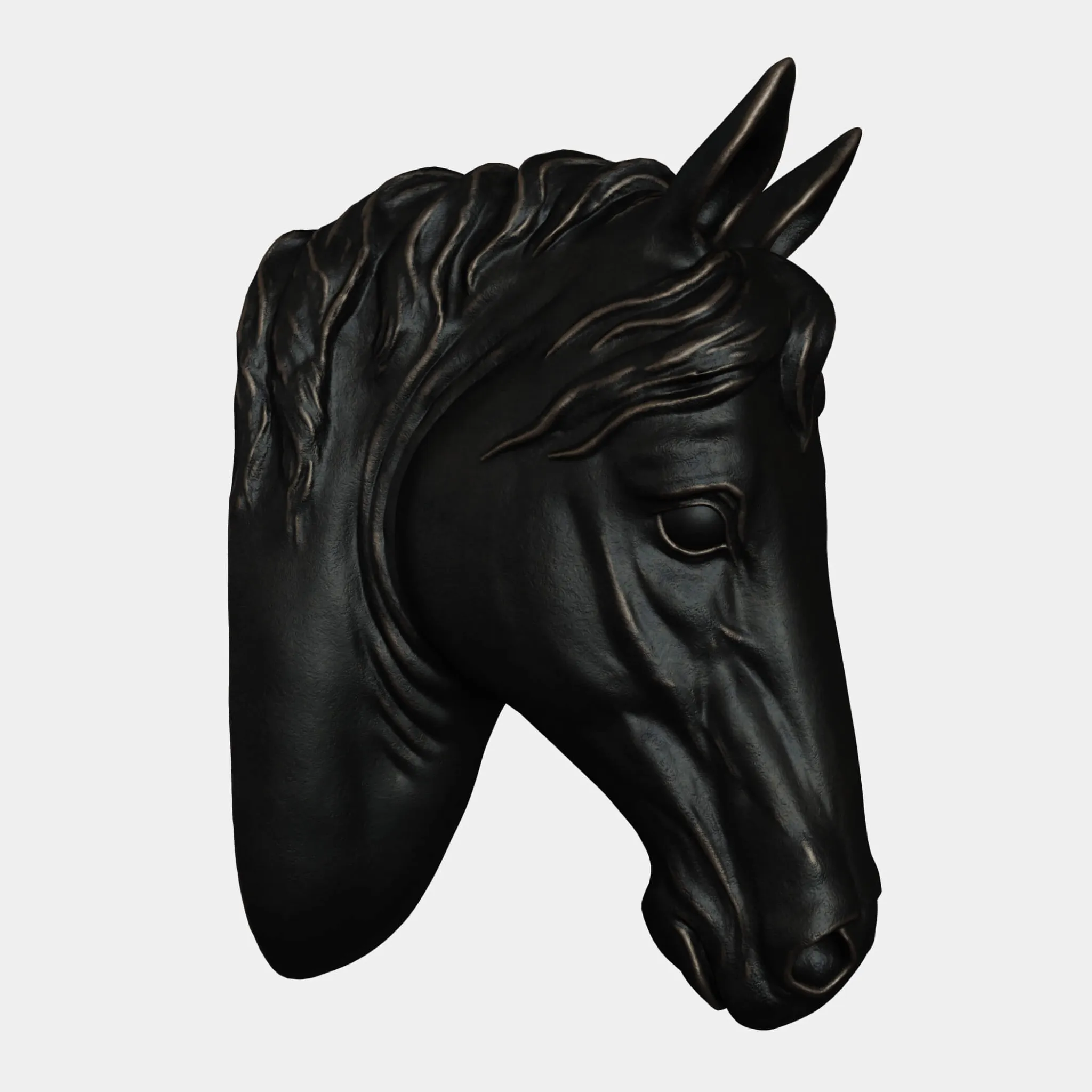 decoration - Large Black Horse Head wall sculpture 3D Model