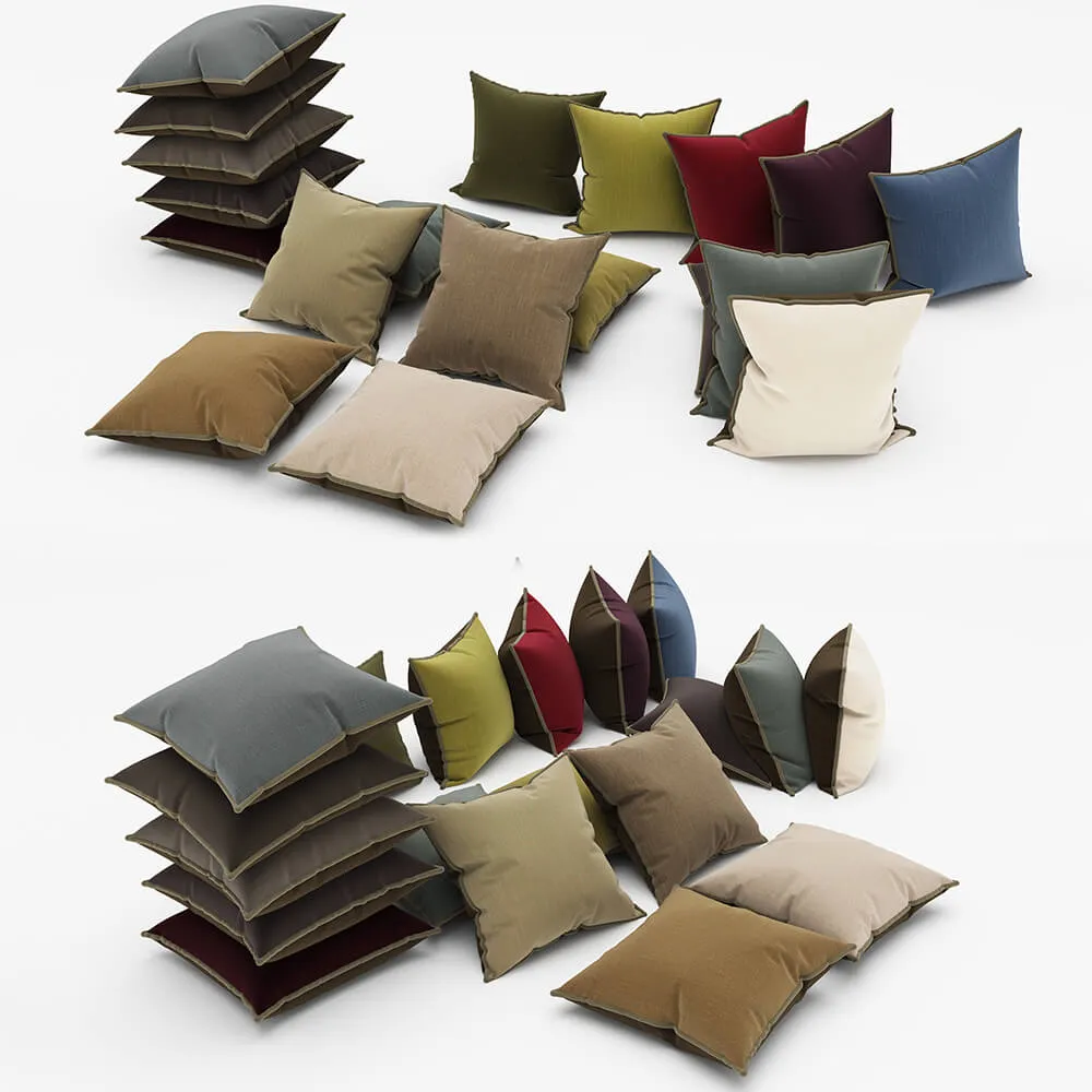 decoration - Large set of different pillows 3D Model