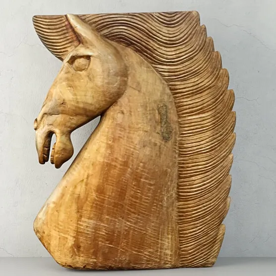 decoration - Large wood carved horse head 3D Model