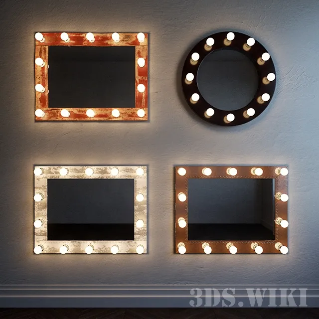 decoration - Lighted Makeup Wall Mirrors 3D Model