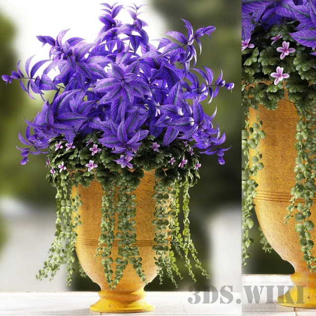 decoration - Lilac flower bed in a vase 3D Model