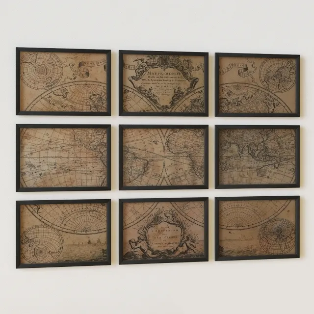 decoration - L'Isle' 1720 World Map 3D Model