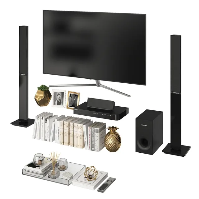 decoration - Living Room White Gold 3D Model