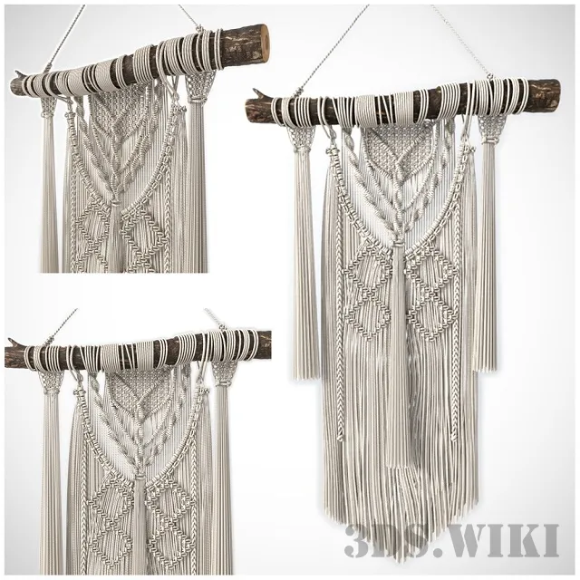 decoration - Macrame curtain in ethnic style 3D Model