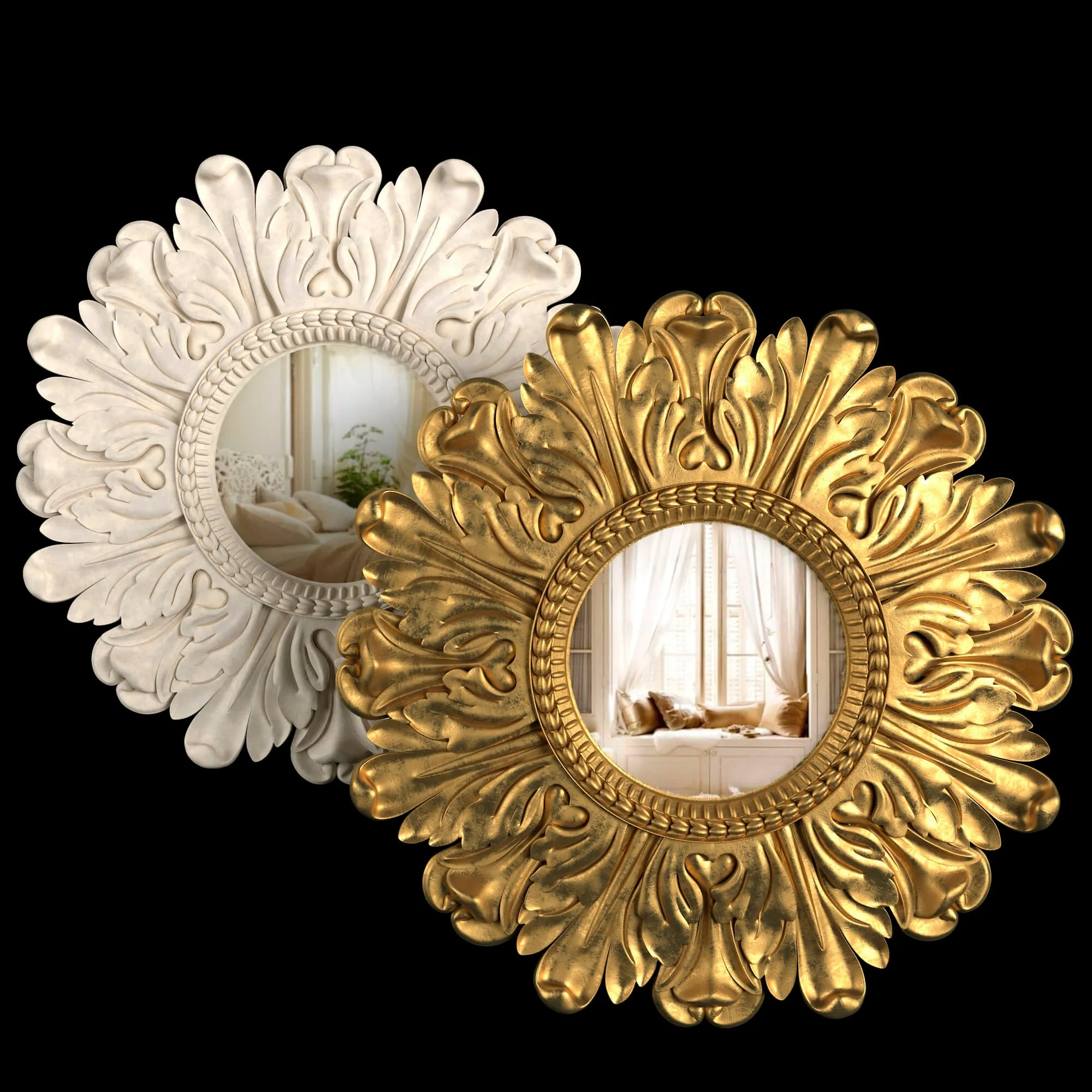 decoration - Mirror Lila Floral Gold Lila Floral Ivory by Laura Ashley 3D Model
