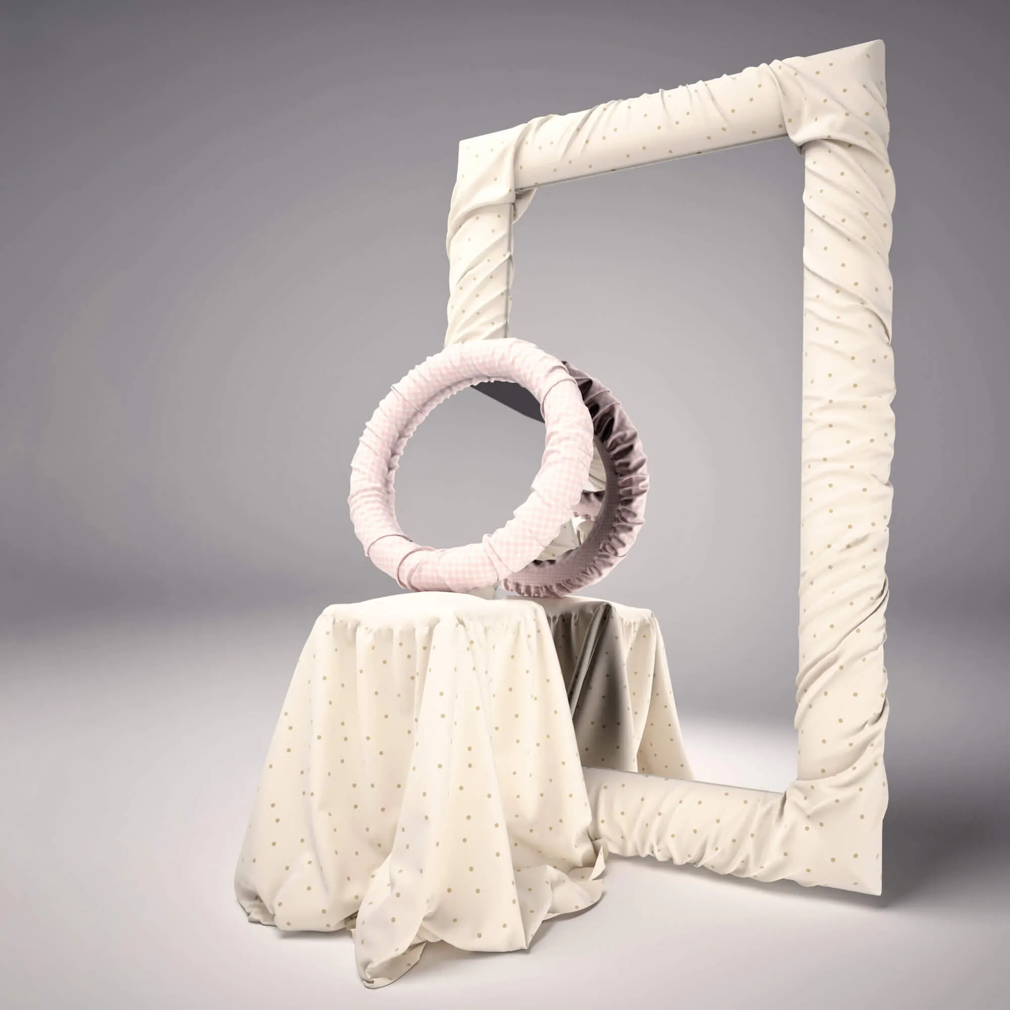 decoration - Mirrors and pouf DOLFI 7 3D Model