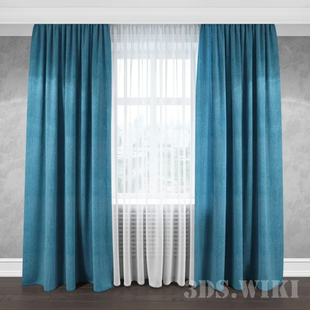 decoration - Modern Blue Curtains 3D Model