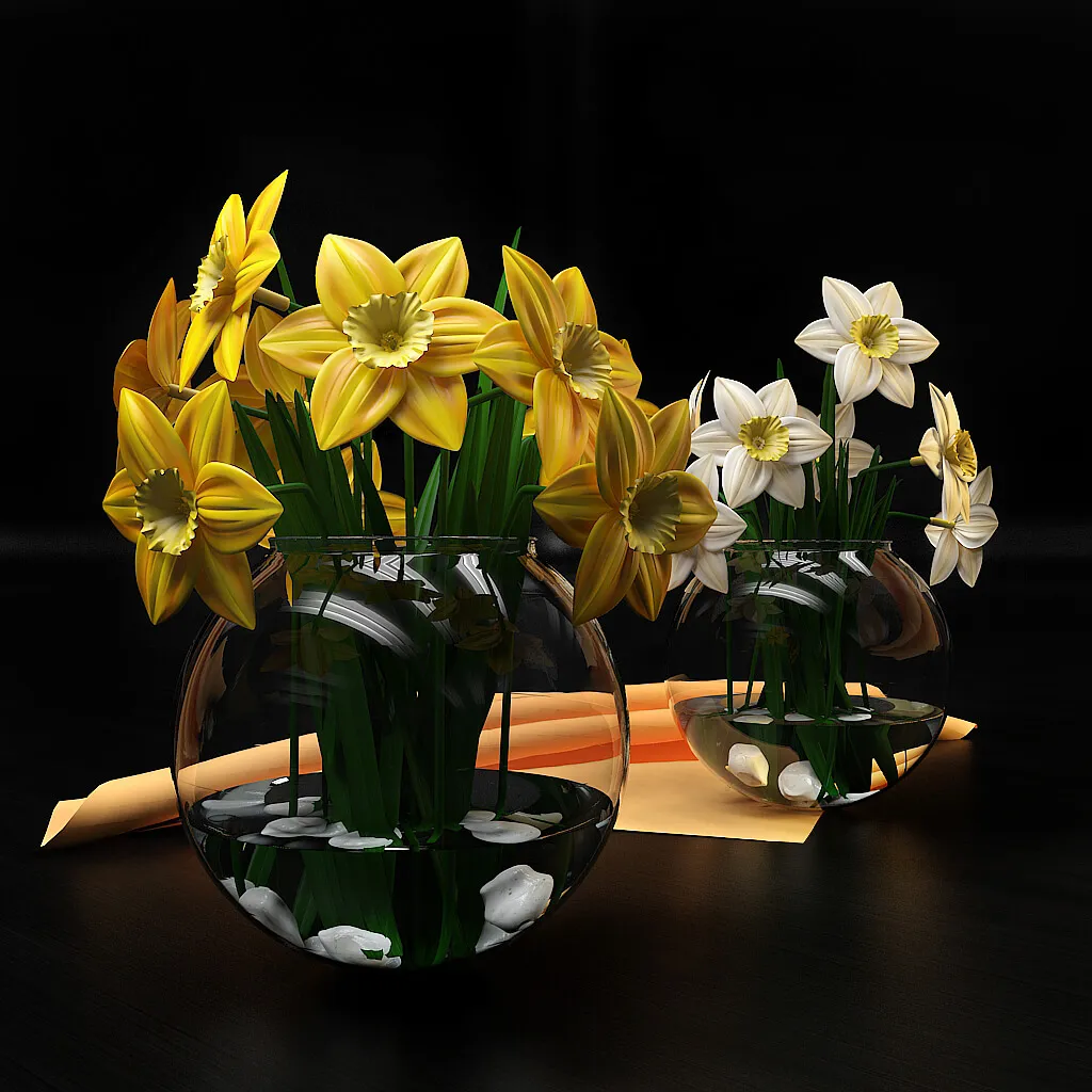 decoration - Narcissus in a vase 002 3D Model