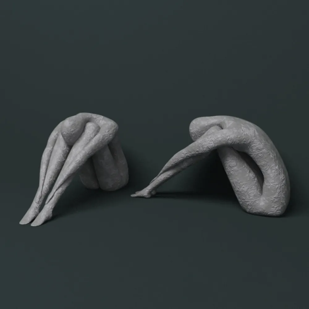 decoration - Old figurines of seated people 3D Model