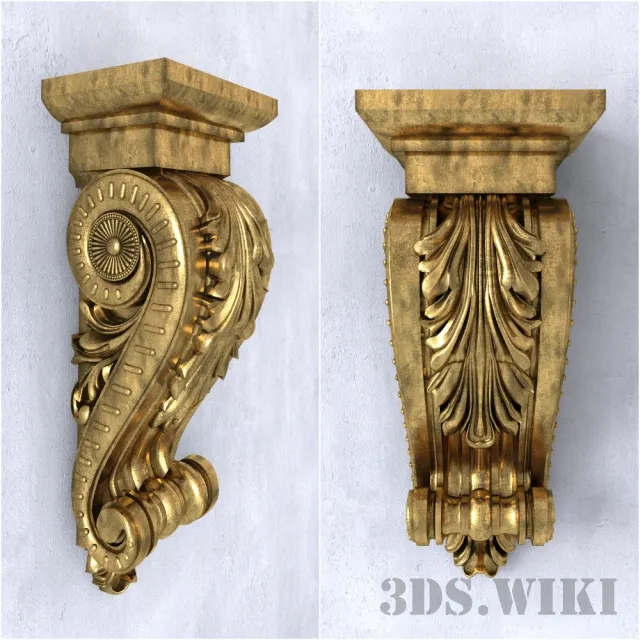 decoration - Old golden stucco bracket 3D Model