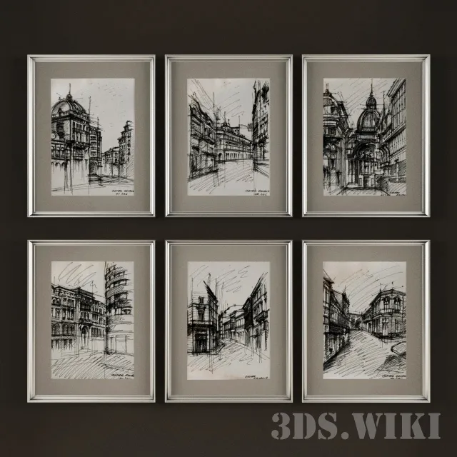 decoration - Old streets and buildings 3D Model