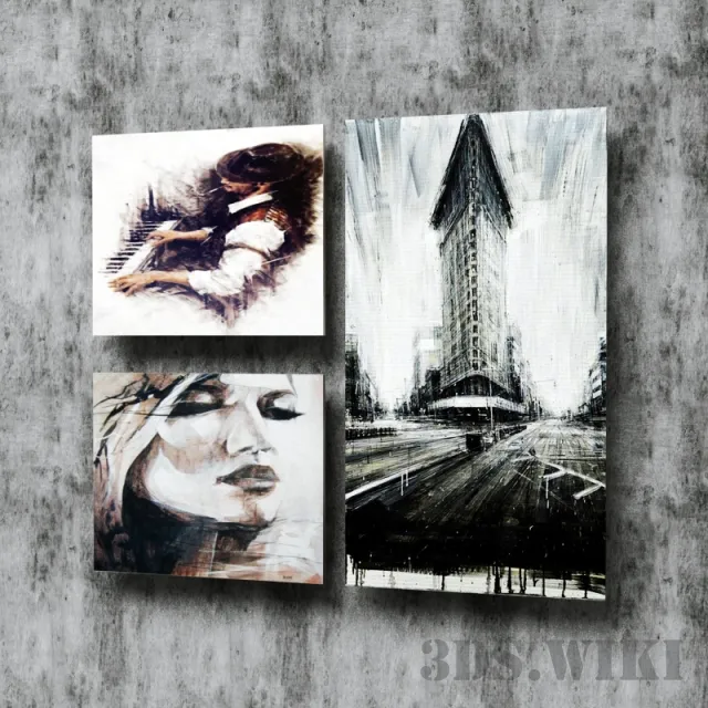 decoration - Old wall pictures 3D Model