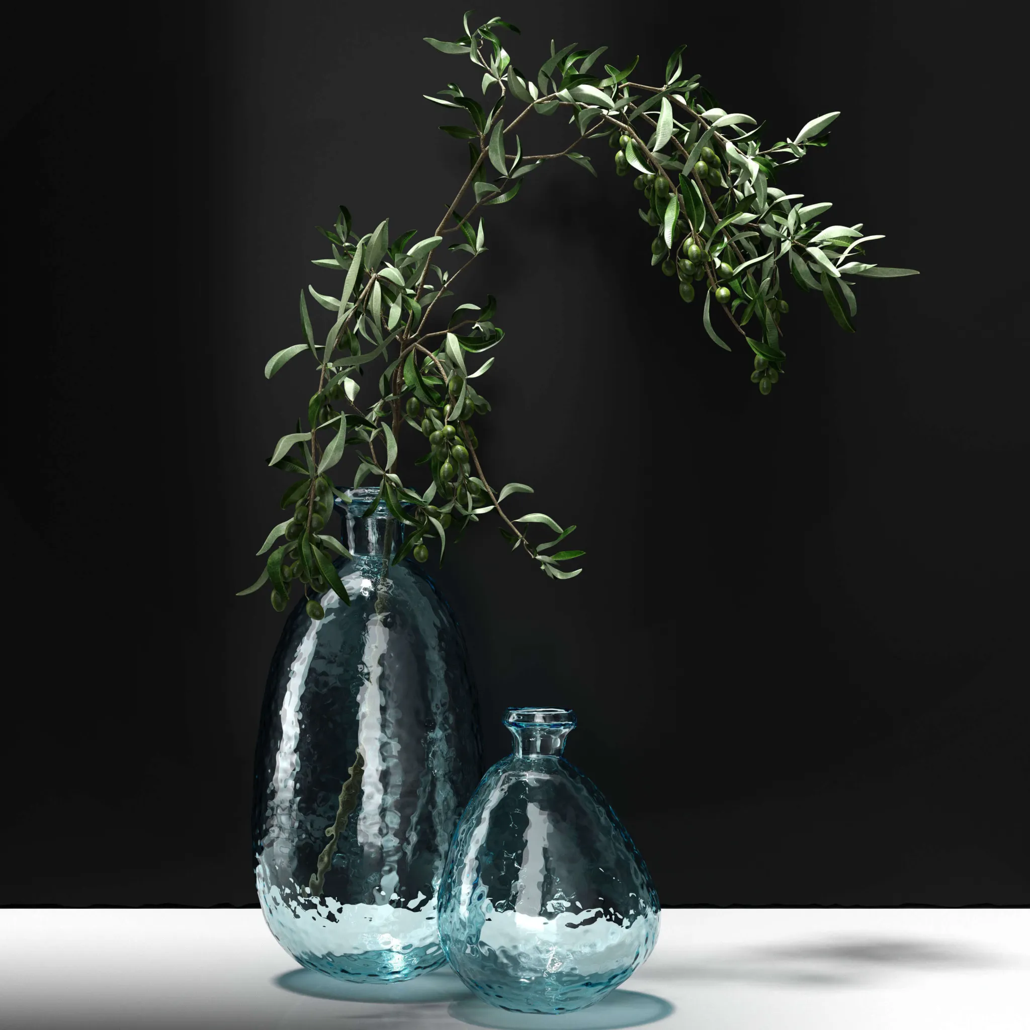 decoration - Olive branches in a vase 05 3D Model