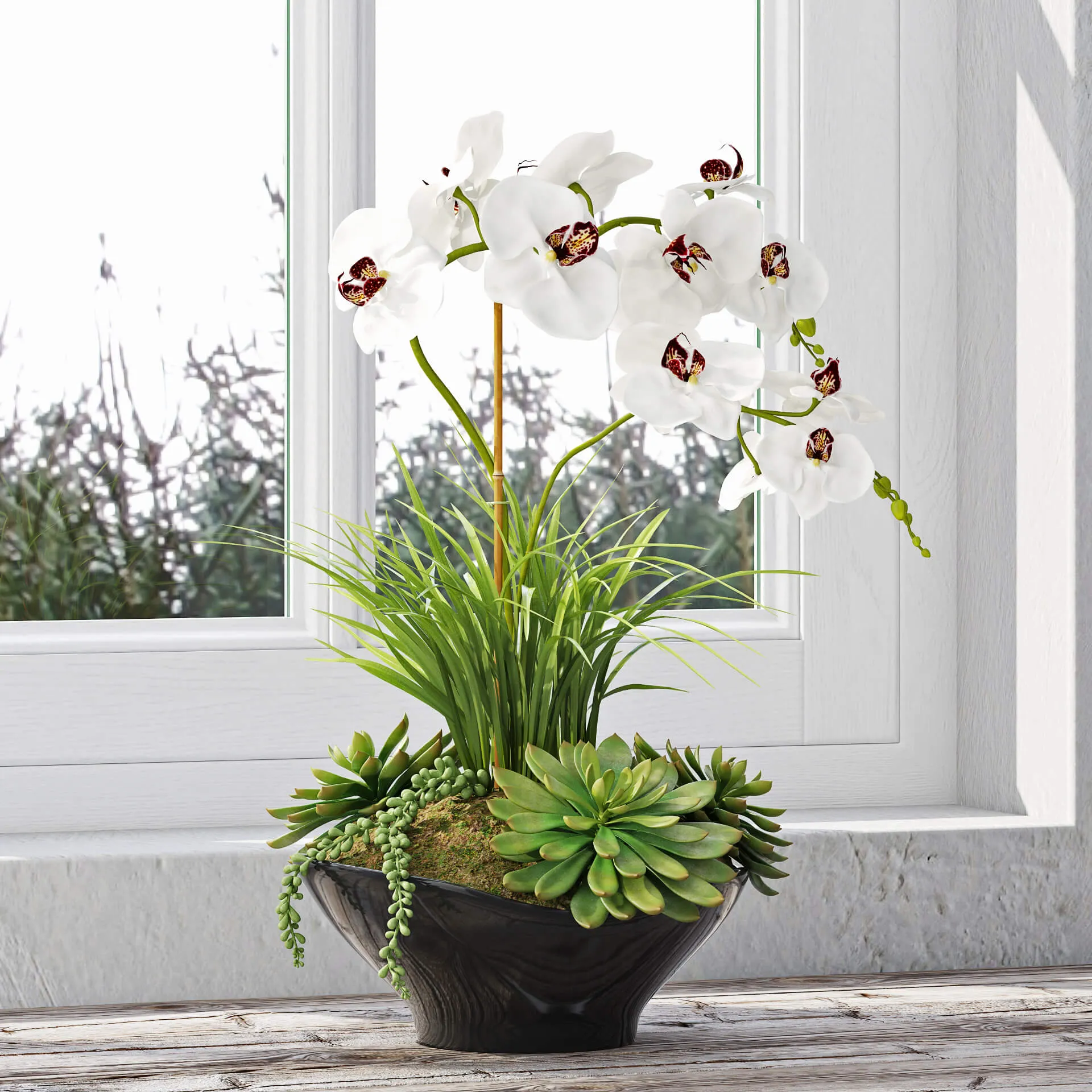 decoration - Orchids in a vase 963 3D Model