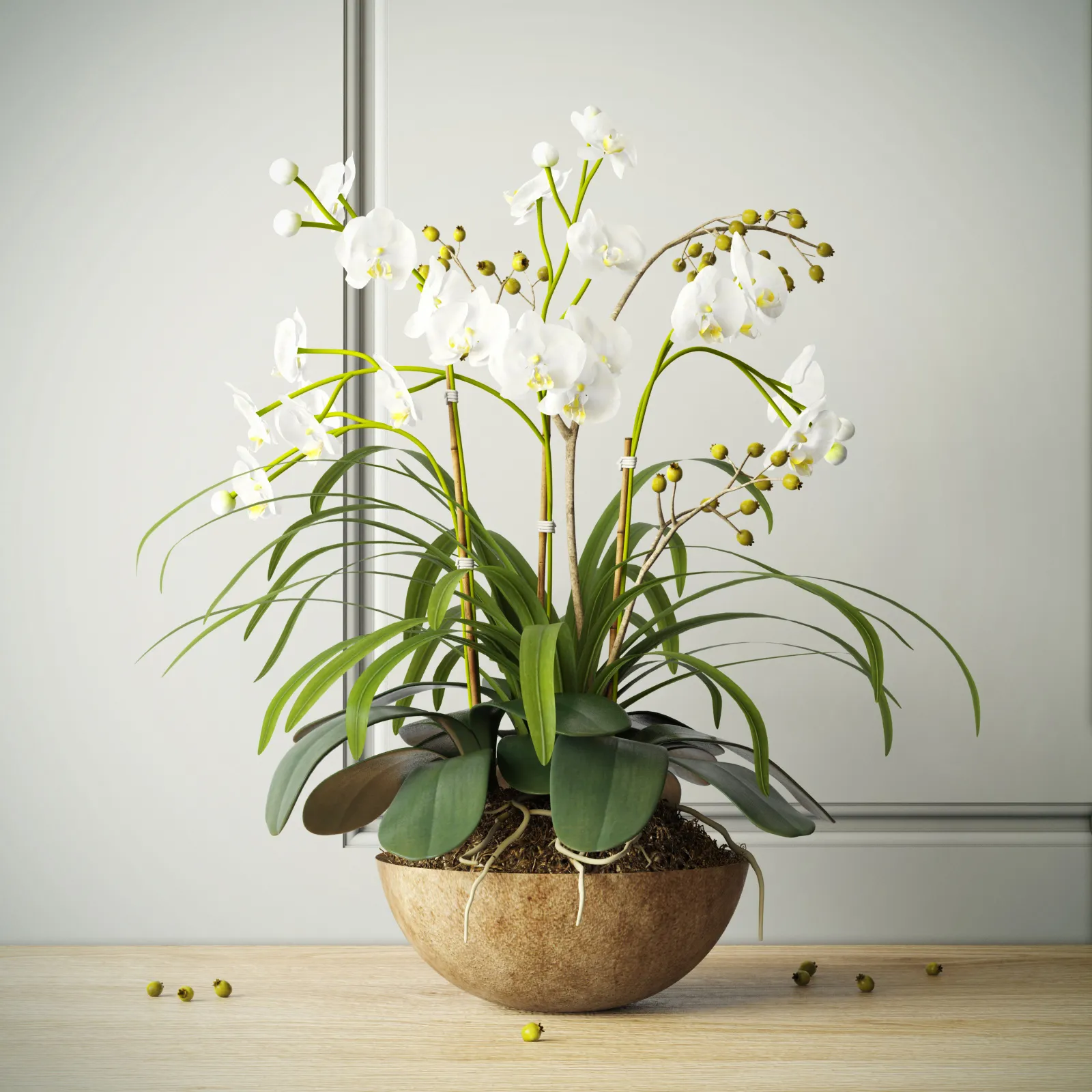 decoration - Orchids with willow branches 02 3D Model