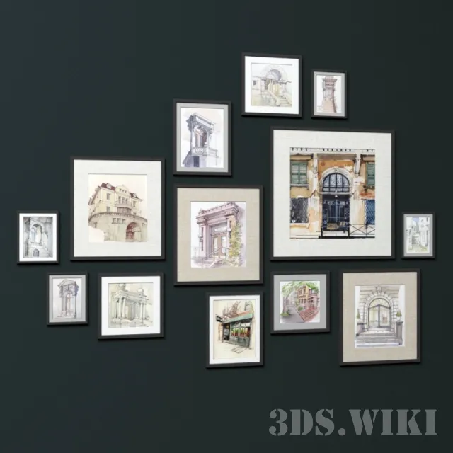 decoration - Paintings on the facades of old buildings 3D Model
