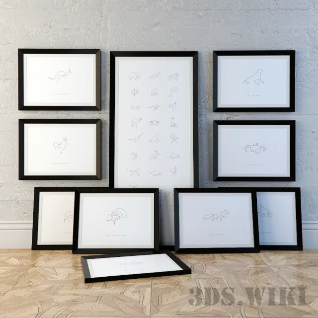 decoration - Paintings ONE LINE ANIMALS 3D Model