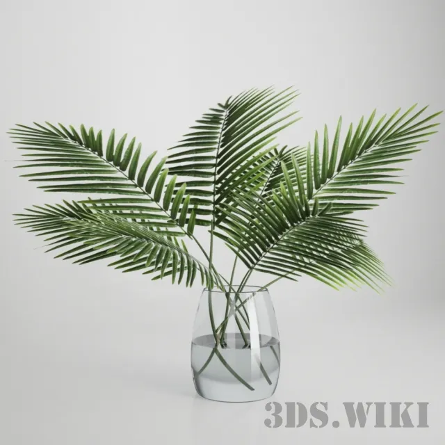 decoration - Palm branches in a glass vase 3D Model