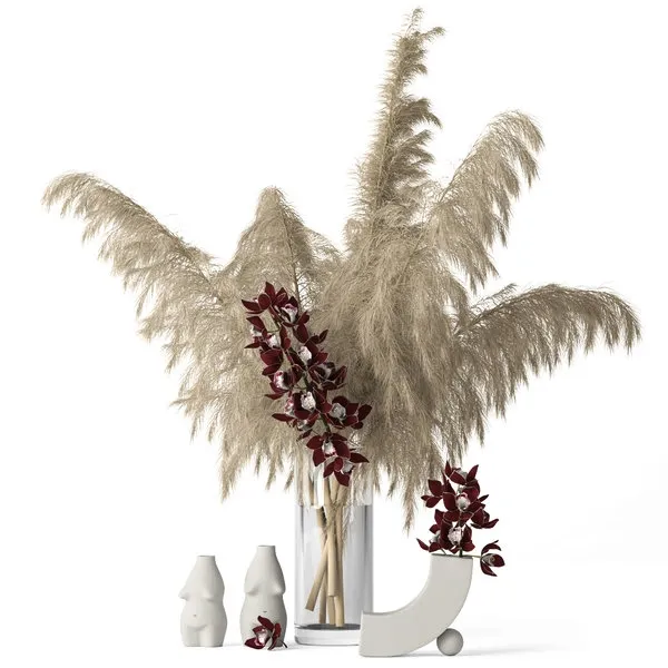 decoration - Pampas grass and Cymbidium 3D Model