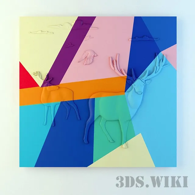 decoration - Panel "Elk" 3D Model