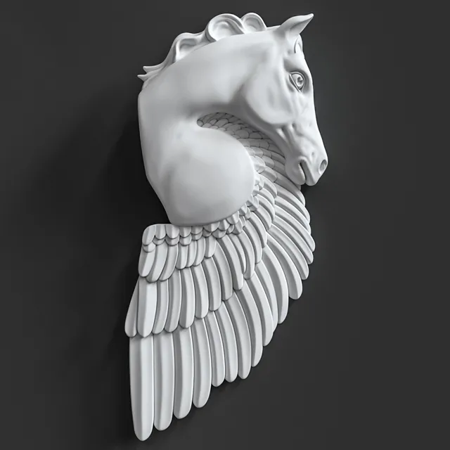 decoration - Pegasus Horse wall sculpture 3D Model
