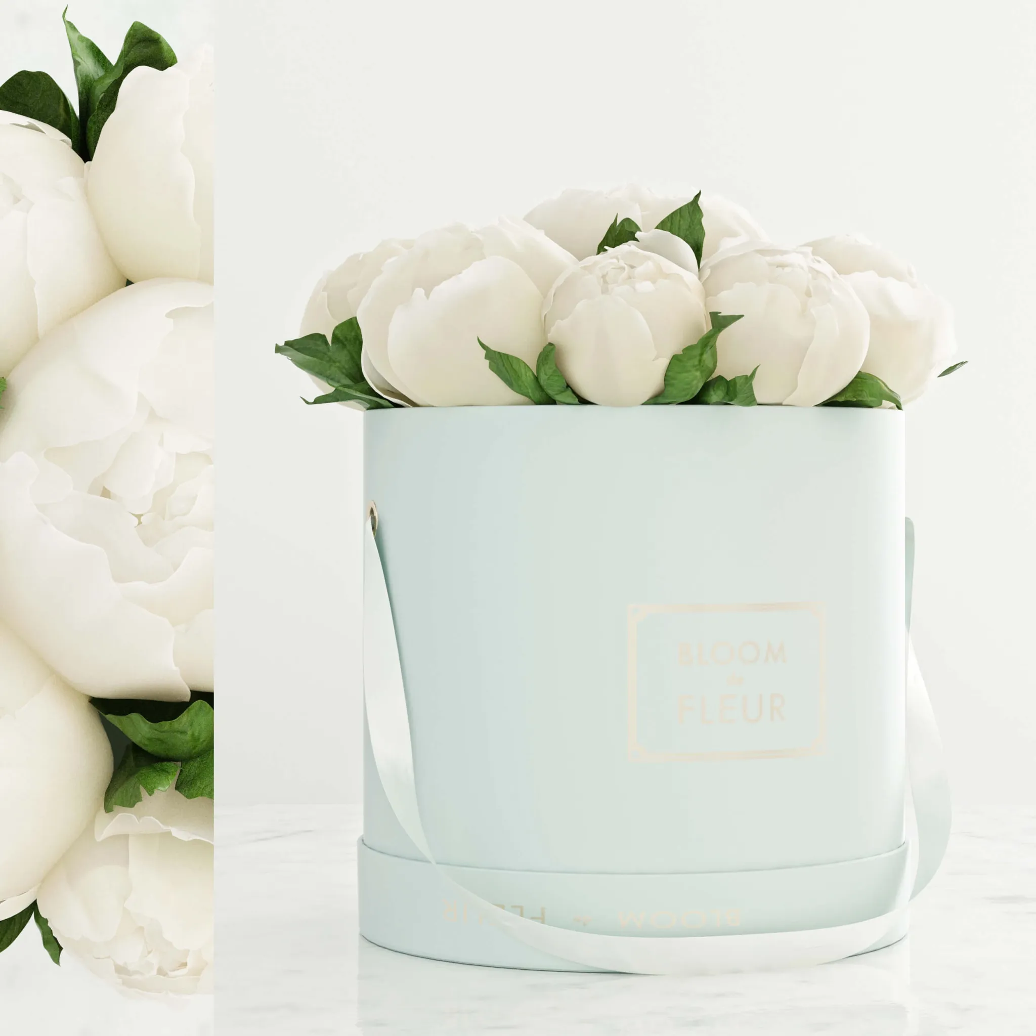 decoration - Peonies in a white box 3D Model