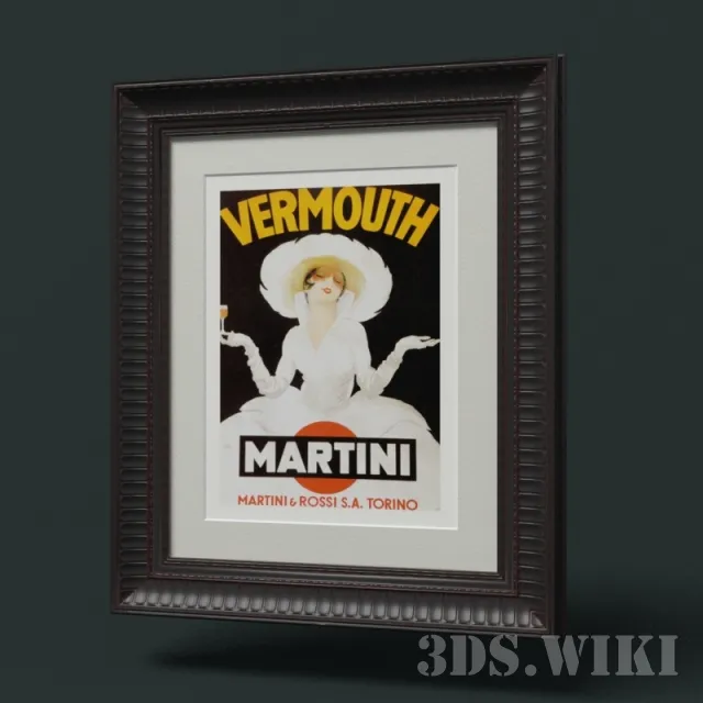 decoration - Picture in a beautiful frame Vermouth Martini 3D Model