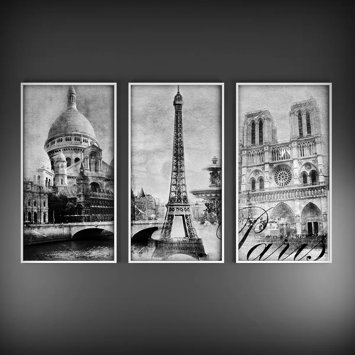 decoration - Picture Triptych Paris 02 3D Model