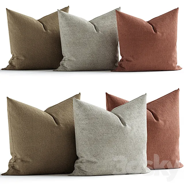 Decoration Pillows 3 Color set 3D Model