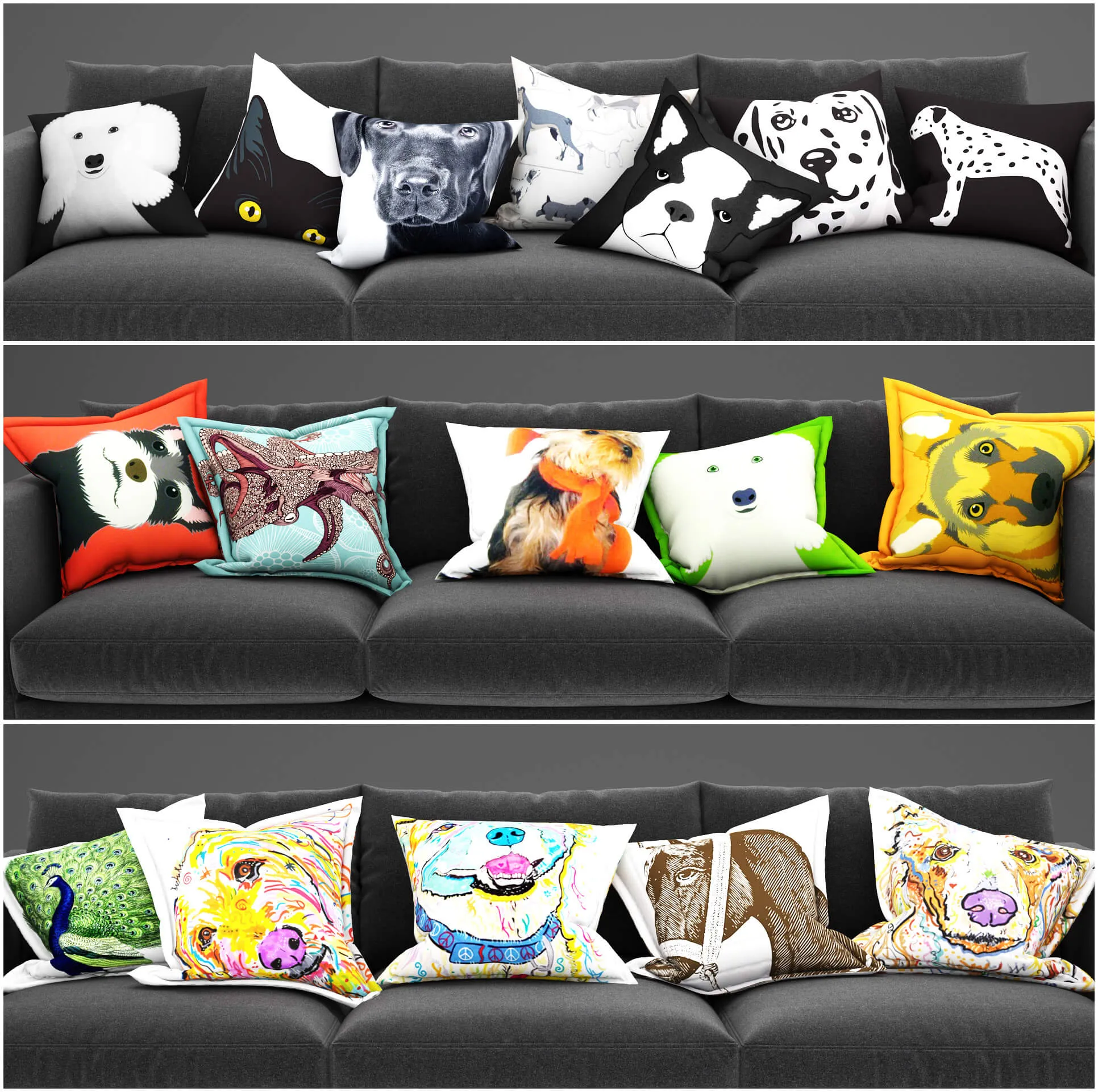 decoration - Pillows animals 01 3D Model