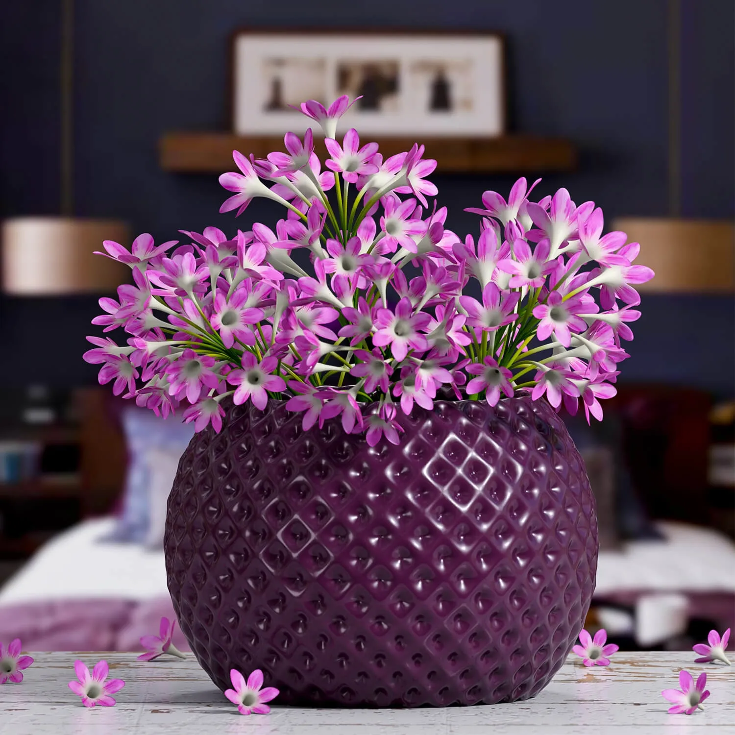decoration - Pink flower in a vase 3D Model