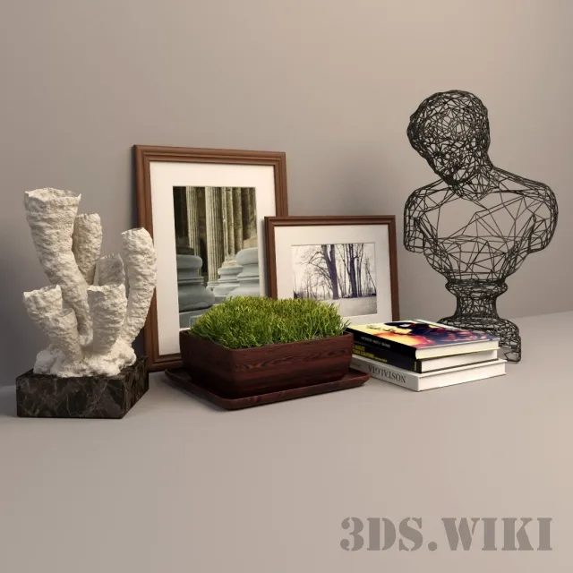 decoration - Plant silhouette figurines pictures books ... 3D Model