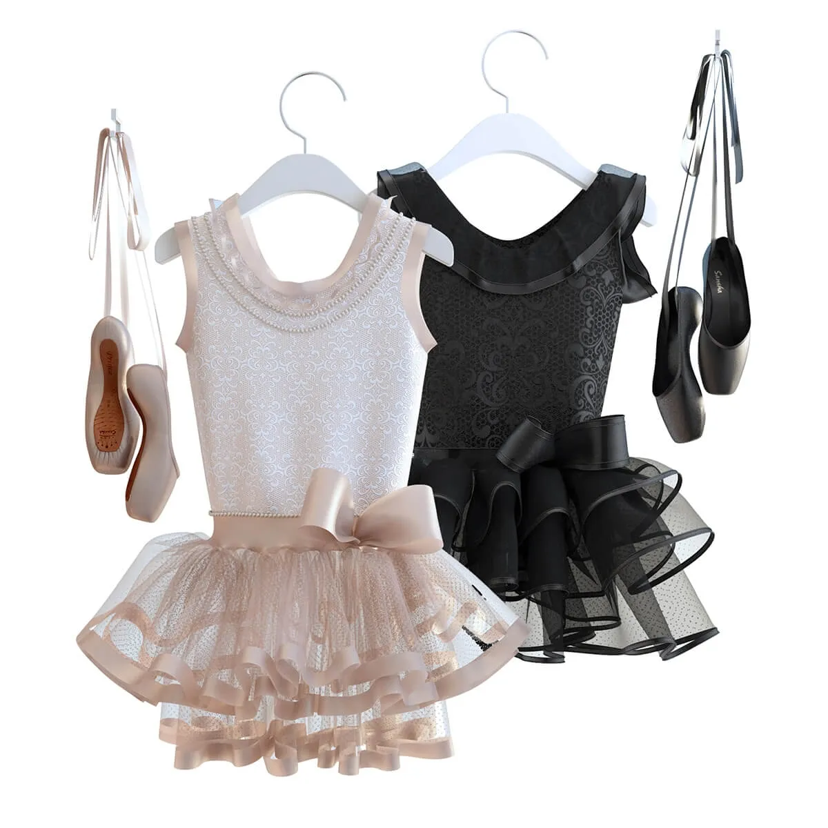 decoration - Pointe shoes with dress 3D Model