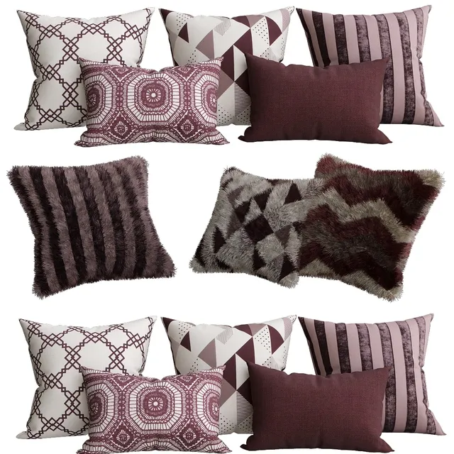decoration - Purple collection of decorative pillows 3D Model