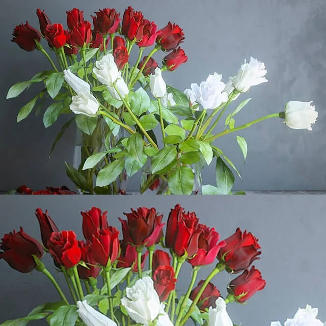 decoration - Red and white roses 3D Model