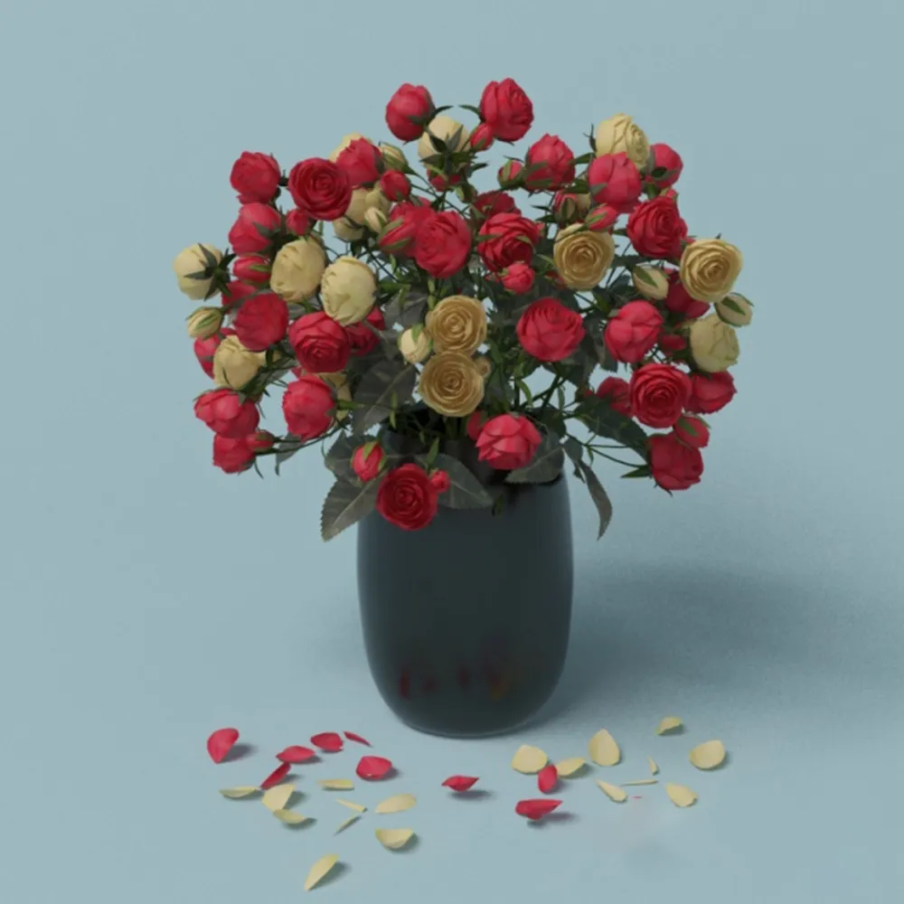decoration - Red and yellow roses 3D Model