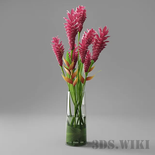 decoration - Red ginger in a vase 3D Model