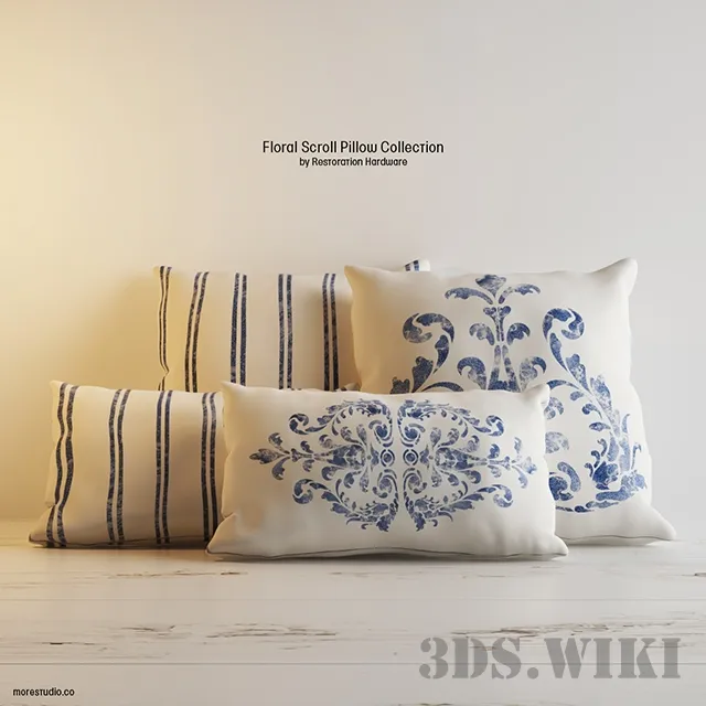 decoration - RH pillows FLORAL SCROLL PILLOW COLLECTION 3D Model